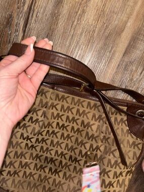 Michael Kors Brown MK Signature Tote with Dark Brown Trim